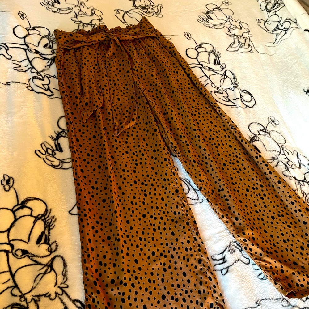 Abercrombie & Fitch tie waist wide leg pants